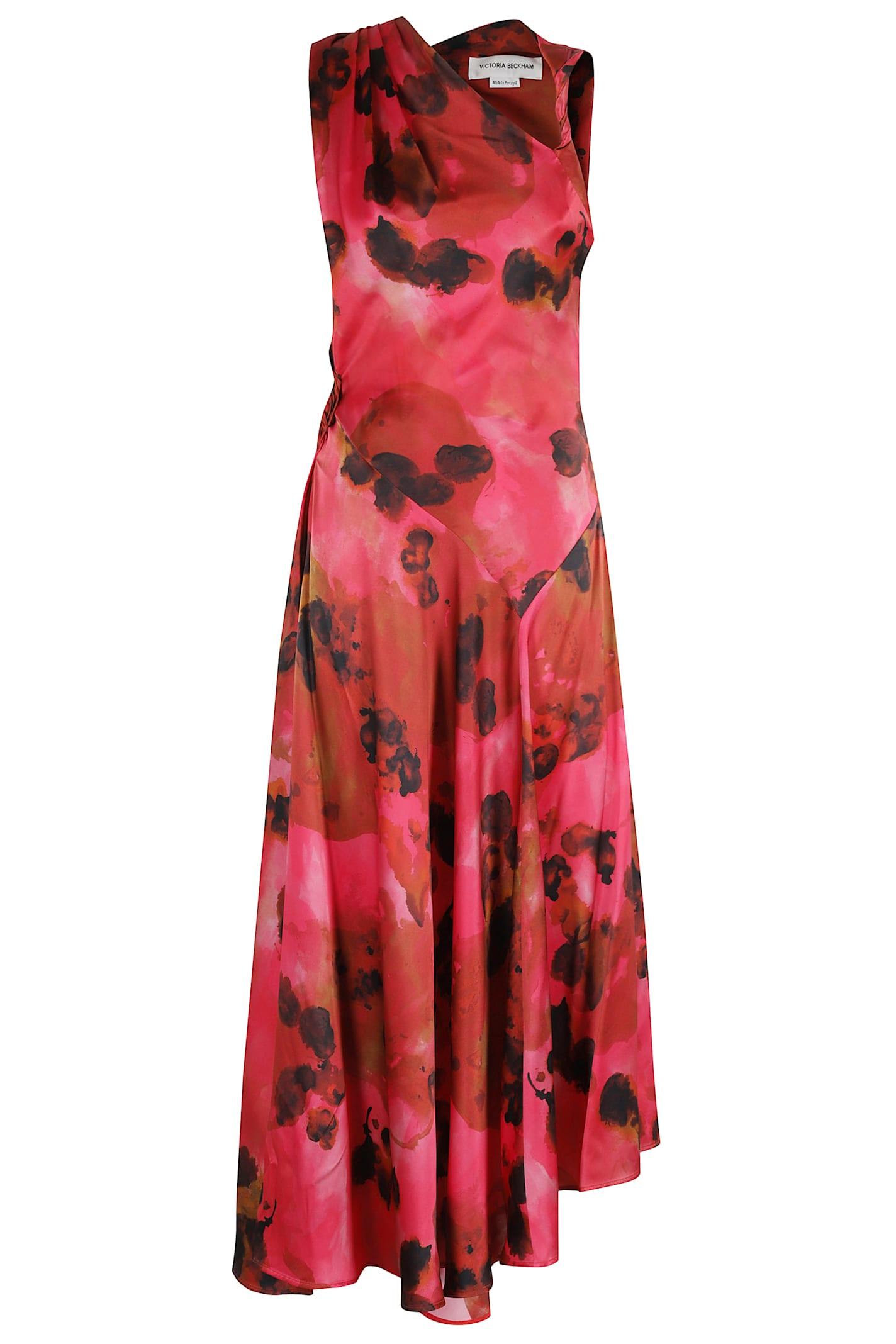 victoria beckham sleeveless draped midi dress
