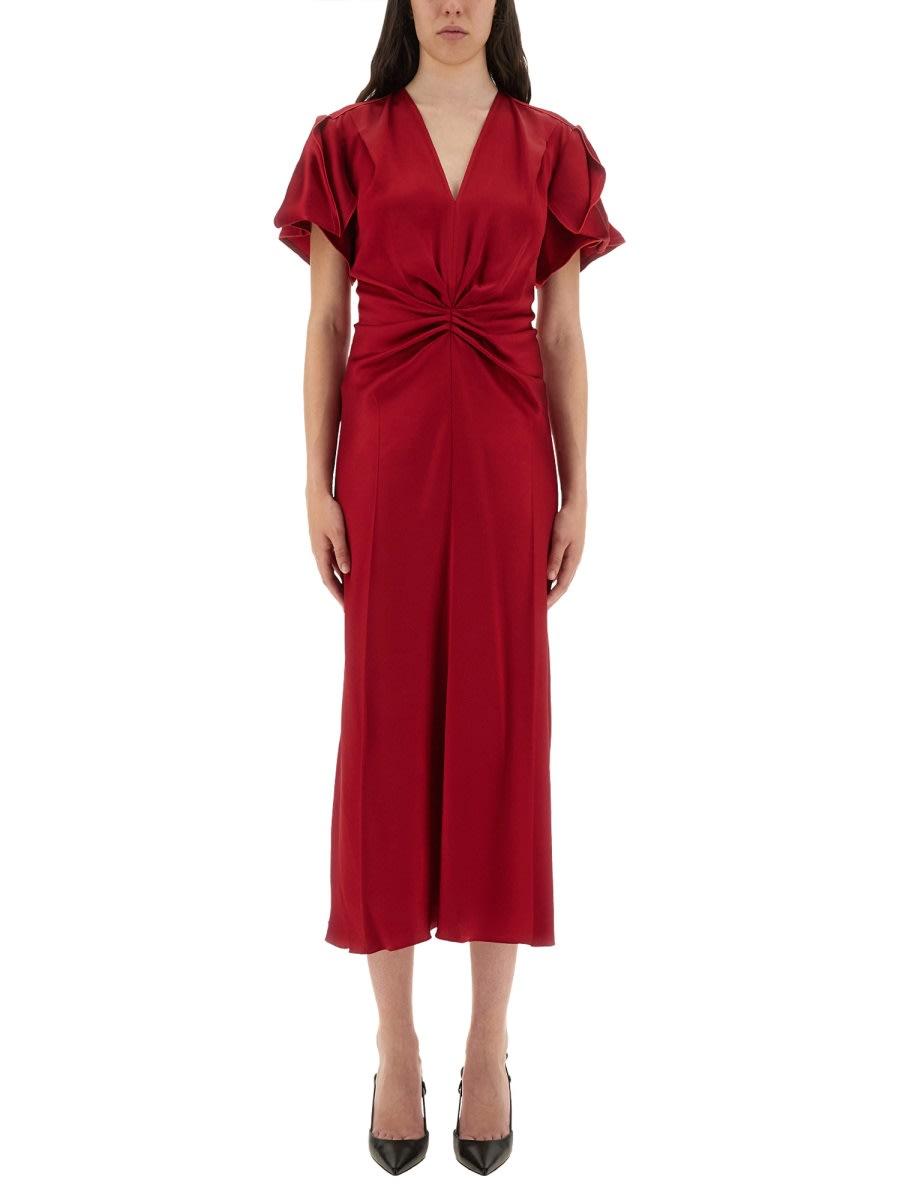 victoria beckham v-neck midi dress