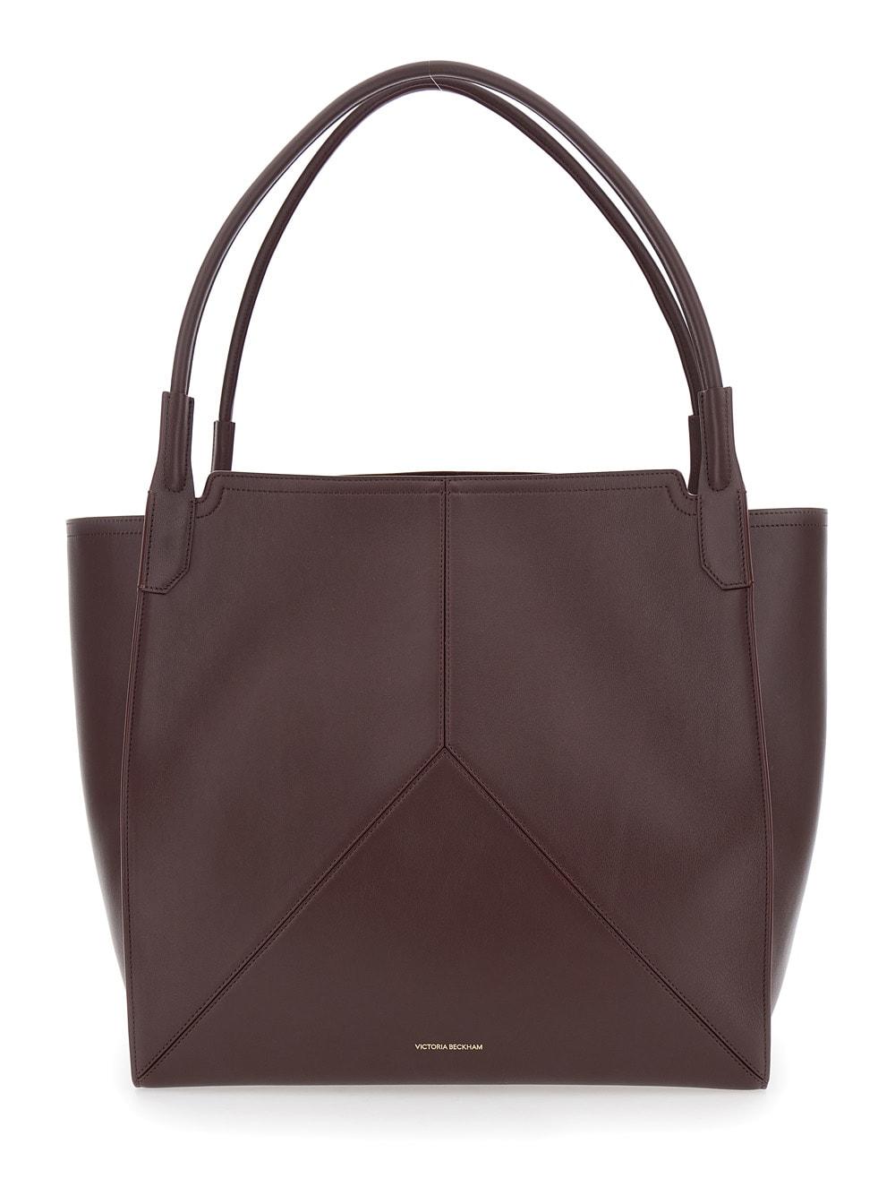 victoria beckham victoria bordeaux handbag with v stitching on the front and embossed logo lettering on the front in leather woman