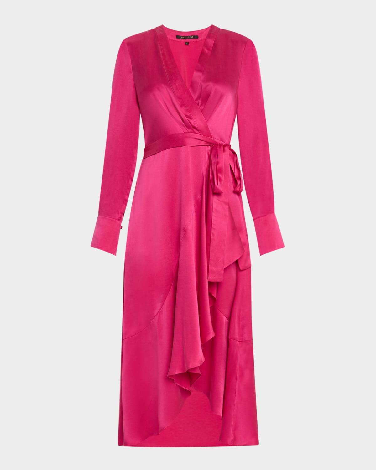victoria faux-wrap silk satin midi dress