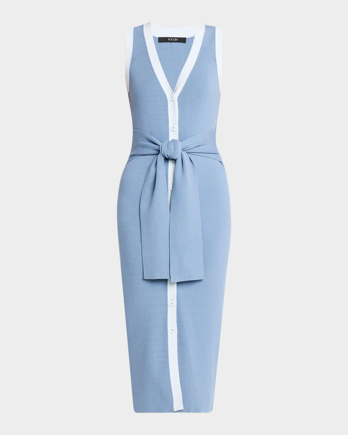 victoria sleeveless button-front midi dress