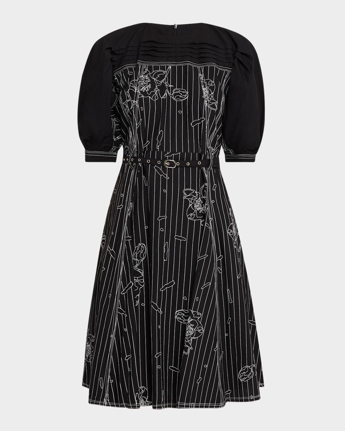 vienna embroidered puff-sleeve dress