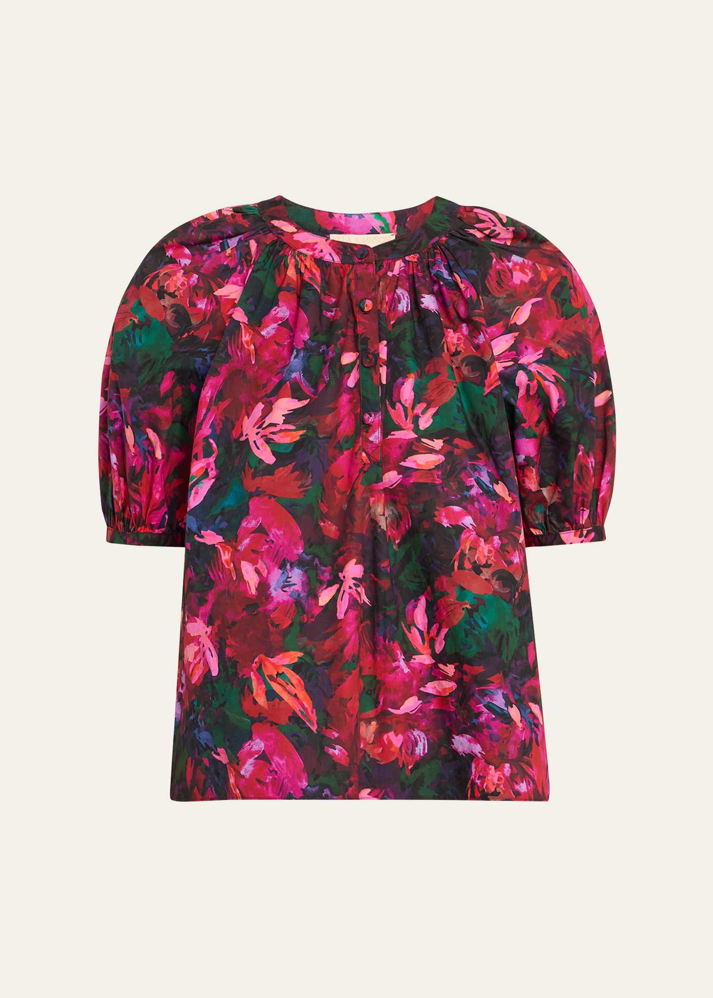 vienne floral puff-sleeve blouse