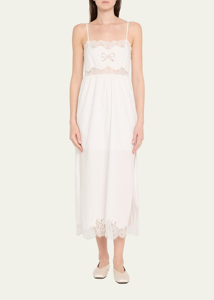 vinca lace-trim midi dress