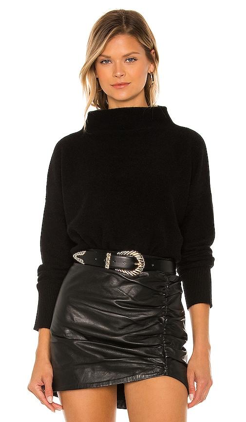 vince boiled funnel neck pullover in black.