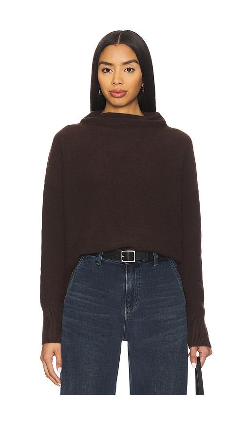 vince boiled funnel neck pullover in brown.