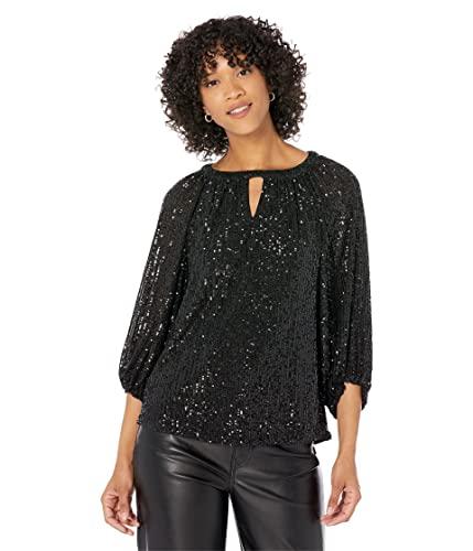 vince camuto raglan sleeve top with keyhole rich black sm