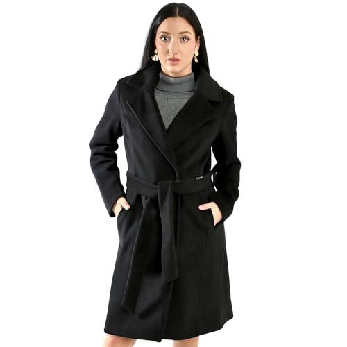 vince camuto trench coat for women - winter dressy wool coats for women can double as dress coat - warm peacoat, black - medium