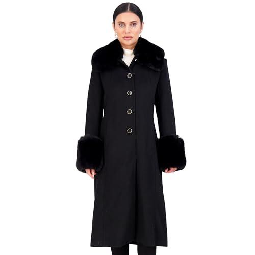 vince camuto winter trench coat women, wool coats women with fur, peacoat womens, black-xxl