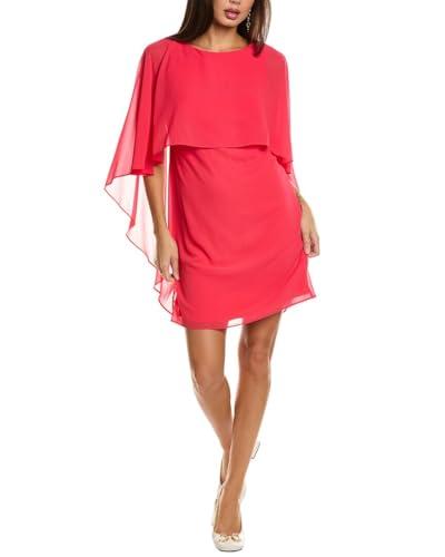 vince camuto women's cap overlay boat neck chiffon mini dress, cherry, 10