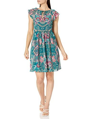 vince camuto women's casual float babydoll dress, teal, 10