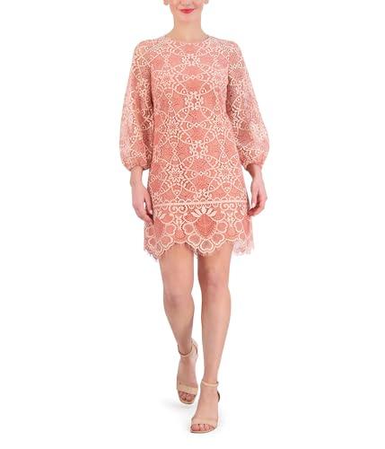 vince camuto women's lace shift dress, coral