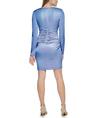 vince camuto women's long sleeve v-neck ruched sheath mini dress, periwinkle, 10