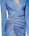 vince camuto women's long sleeve v-neck ruched sheath mini dress, periwinkle, 10