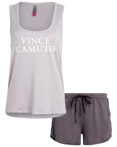 vince camuto women's pajama set - 2 piece tank top and sleep shorts (s-xl), size small, marble/shark