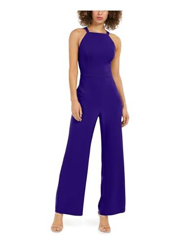 vince camuto women's petite sleeveless high square neck crepe jumpsuit, cobalt, 12