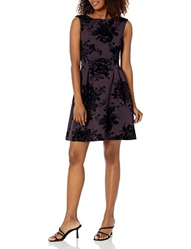 vince camuto women's plus size sleeveless high neck a-line mini dress, plum, 22
