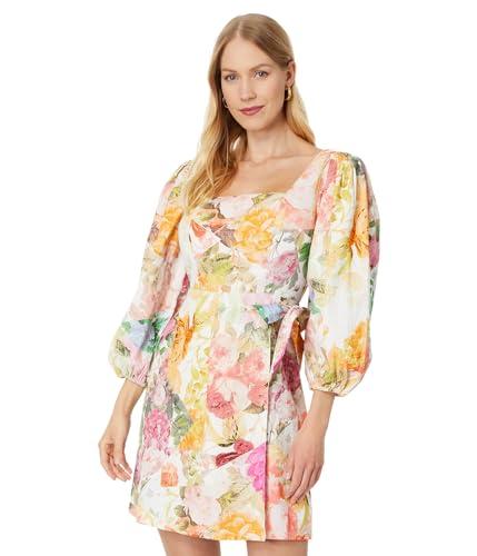 vince camuto women's ptd linen aline dress, ivory