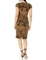vince camuto women's short sleeve high neck embellished sheath midi dress, black gold, 12