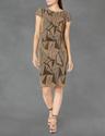 vince camuto women's short sleeve high neck embellished sheath midi dress, black gold, 12