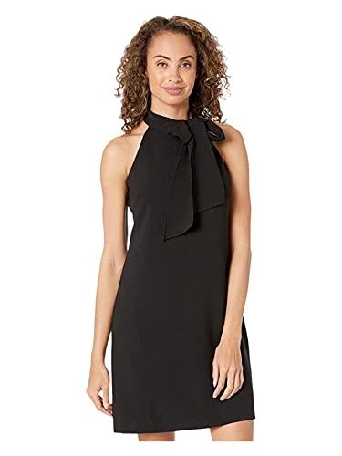 vince camuto women's sleeveless halter tie neck shift mini dress, black