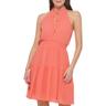 vince camuto women's sleeveless tie neck ruffle tiered fit & flare mini dress, mango, 10