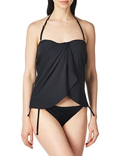 vince camuto women's standard draped bandini top swimsuit with removable straps, surf shades black, small