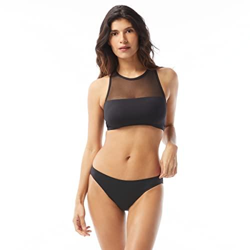 vince camuto women's standard high neck bikini top, black