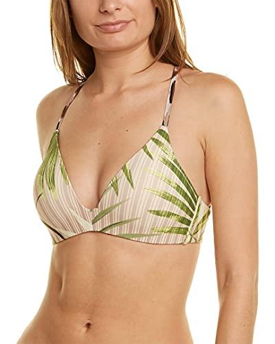 vince camuto women's standard molded bikini top swimsuit, tropical palm fern, large