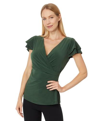 vince camuto women's v-neck surplice top, military green