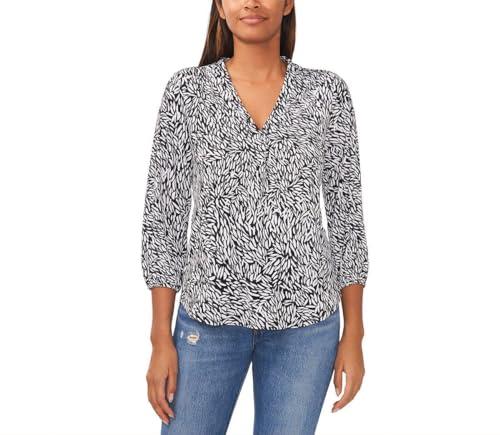 vince camuto women's v-neck top (us, alpha, small, regular, regular, black multi)