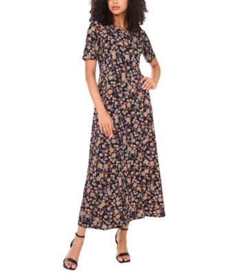 vince camuto womens crew neck short sleeve dress