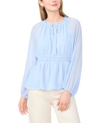 vince camuto womens double elastic waist crewneck top