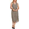 vince camuto womens handkerchief hem midi wrap dress tan 6