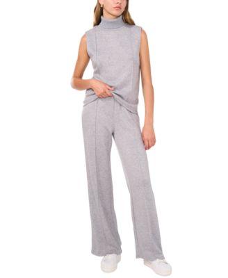 vince camuto womens knit sleeveless turtleneck wide leg pants