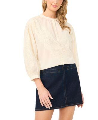 vince camuto womens lace half placket blouse