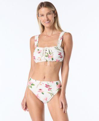 vince camuto womens lace up front square neck top high waist bottoms