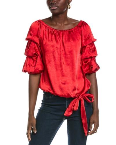 vince camuto womens off-the-shoulder top, s, red