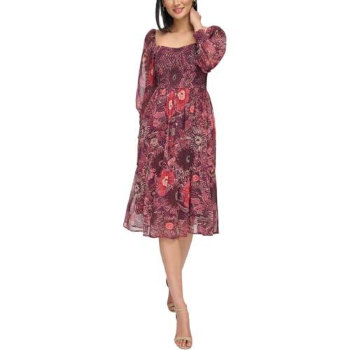 vince camuto womens printed calf midi dress purple 4