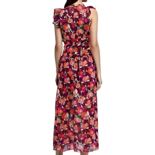 vince camuto womens printed chiffon maxi dress purple 12