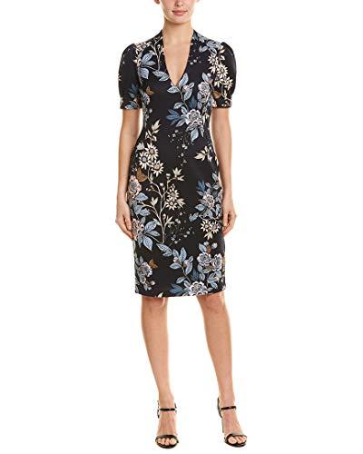 vince camuto womens printed sheath dress, navy, 14 us