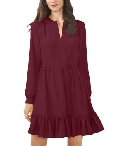 vince camuto womens ruffled fit & flare dress, red, medium