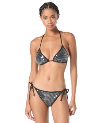 vince camuto womens sequin embellished triangle bikini top side tie bikini bottoms