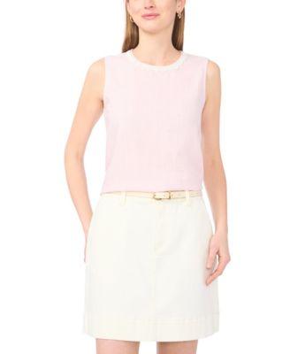 vince camuto womens sleeveless crewneck blouse