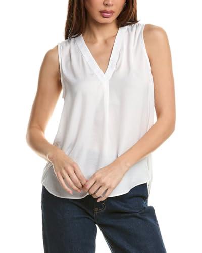 vince camuto womens sleeveless v-neck rumple blouse new ivory xs