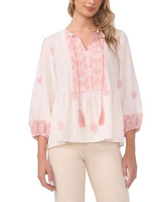 vince camuto womens tie neck peasant blouse