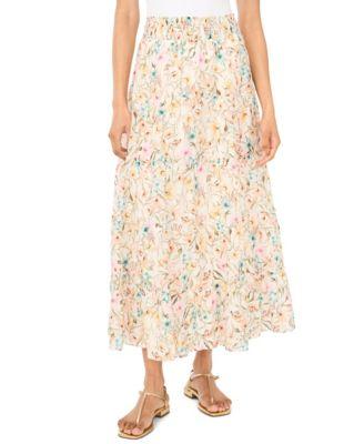 vince camuto womens tiered smocked waist maxi skirt