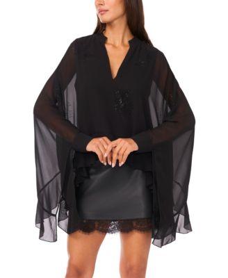 vince camuto womens v neck flowy long sleeve top