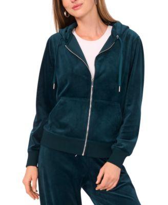 vince camuto womens velour zip front hoodie jacket