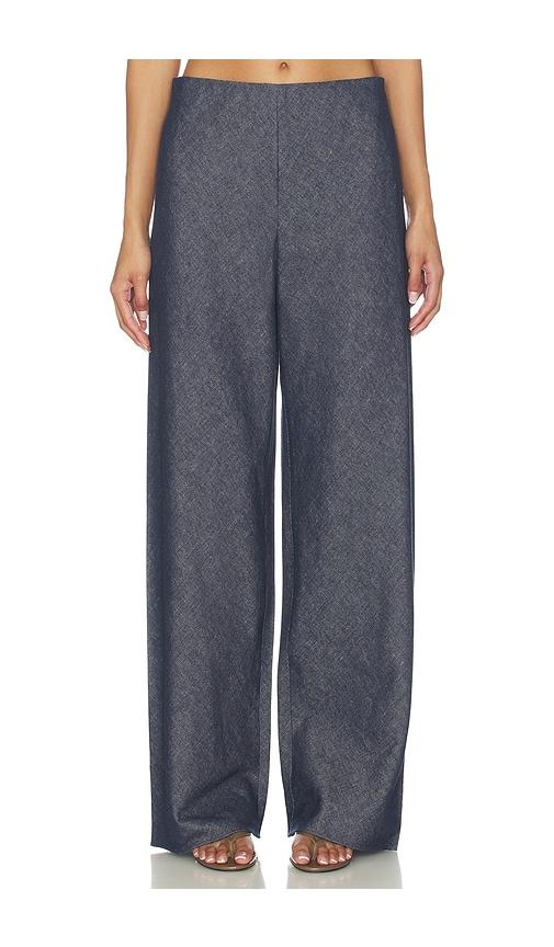 vince colette chambray bias pant in navy.